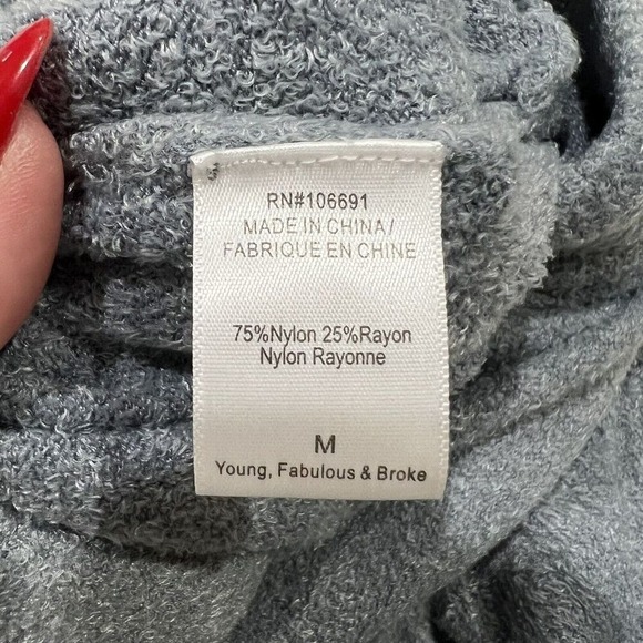 Young Fabulous & Broke Size M Jogger Sweatpants Fuzzy Soft Pocket Grey Stretch - Picture 8 of 12